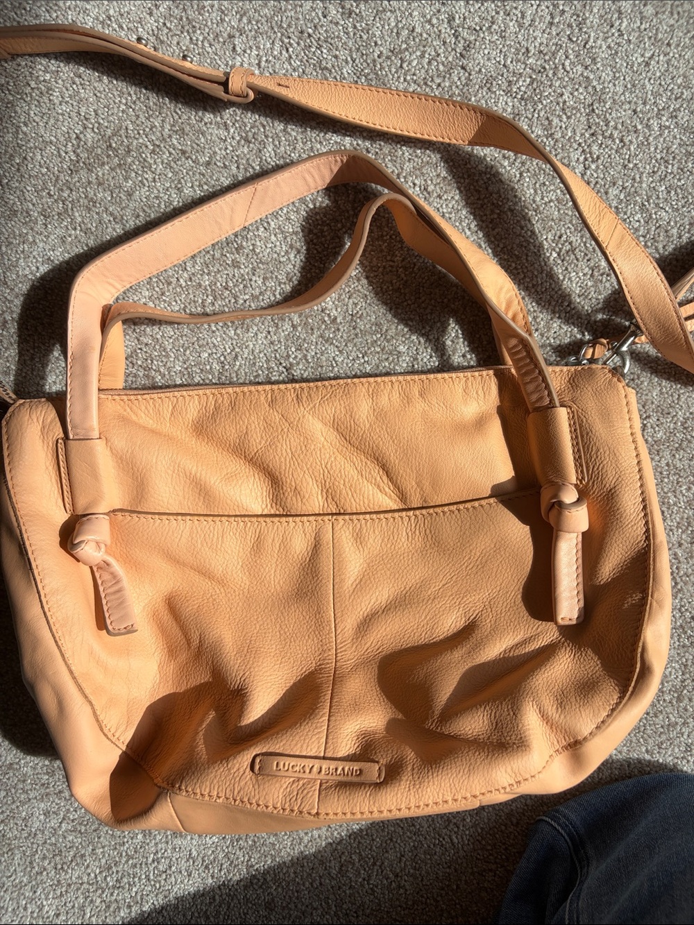 Lucky Brand Peach-Tan Leather Shoulder Bag